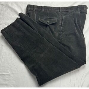 Vintage LL Bean Mens 37 Corduroy Pleated Pants Dark Gray Relaxed Fit Casual